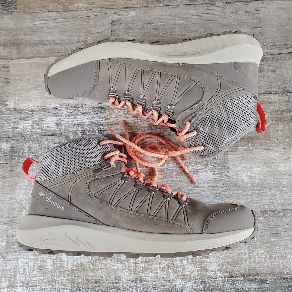 Columbia Trailstorm Crest Mid Hiking Shoes Womens Sz 10.5 Kettle Peach Leather